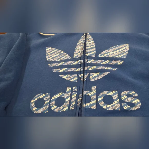 Adidas zip-up hoodie with a prominent Trefoil logo on the chest. size Medium EUC - Picture 2 of 7